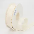 Roll of 2.2cm cream pleated polyester ribbon with ruffled edges for DIY flower packaging - Beige