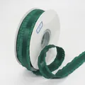 Dark green 2.2cm pleated polyester ribbon with satin center for DIY crafts - Dark Green