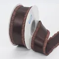 Coffee brown pleated ruffle ribbon roll in 4cm polyester for floral wrapping DIY - Coffee (855#)