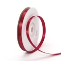Roll of 6mm double-sided red satin ribbon for gift wrapping and hair braiding, 25m length - Narrow Version Long Roll / Burgundy