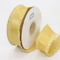 4cm golden ruffled polyester ribbon on white spool for floral crafts and DIY hair accessories - Gold (693#)