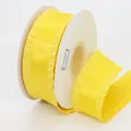 4cm yellow ruffled polyester ribbon on white spool for DIY crafts and hair accessories - Golden Yellow (650#)