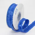 Royal blue pleated polyester satin ribbon roll with ruffled edges for DIY hair crafts - Diamond Blue