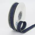 3/8 Zoll dunkelblaues Ripsband mit goldenem Fransenrand auf weißer Spule - Standardstil (2cm Gold Fransen Marineblau)