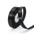 Ruban de satin noir de 1,2 cm en rouleau brillant pour cadeaux et loisirs créatifs - Rouleau Simple (BH-223) / Noir