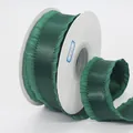 Dark green polyester ruffled ribbon with litchi texture on a roll for flower packaging - Dark Green (593#)
