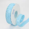 2.2cm light blue ruffled polyester ribbon on a white spool for DIY gift wrapping - Sky Blue