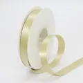 Champagne gold metallic ribbon with glitter texture on white spool for gift wrapping - 1.5cm / Off-White