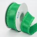 Roll of emerald green 4cm polyester ruffled ribbon with lychee texture for DIY crafts - Green (580#)