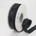 Black pleated polyester ribbon with lychee texture for floral packaging and DIY hair bows - Black
