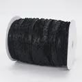 Nastro in poliestere nero 1cm con bordo ondulato su bobina per creazioni fai-da-te - Nero (030)