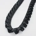 Ruban de satin plissé noir avec bordure à volants pour accessoires de vêtements DIY - Noir