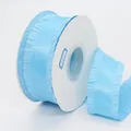 Light blue pleated ribbon roll with ruffle edge on a spool, item code C-65 - Sky Blue (340#)