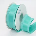 Mint green pleated polyester ribbon with lychee texture for floral gift packaging - Tiffany Blue (323#)
