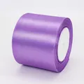 Single roll of vivid purple satin ribbon with a smooth glossy finish for gift wrapping - Ultra Wide Style / Lavender
