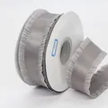 Grey 4cm polyester ruffled ribbon with litchi texture on a white spool for DIY crafts - Gray (017#)