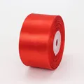 Rouleau de ruban de satin rouge vif de 4cm avec noyau blanc pour emballage de cadeau - 4cmx22m / Rouge