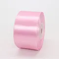 Rouleau de ruban en satin rose de 4 cm en polyester pour emballage cadeau et gâteau - 4cmx22m / Rose Moyen
