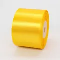 Bright yellow 5cm satin ribbon roll with silk finish for gift wrapping and DIY crafts - Gold Yellow