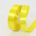 Bright yellow 1.5cm wide satin ribbon on white spool for wedding gift packaging - 1.5cm x 22m / Lemon Yellow