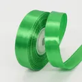 Grass green satin ribbon spool with silk finish for gift wrapping and DIY crafts - 1.5cm x 22m / Green