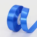 Blue satin ribbon roll 1.5cm wide for gift packaging with a smooth glossy finish - 1.5cm x 22m / Sapphire Blue