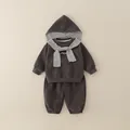 Dark gray kids hooded tracksuit with striped lining and EVERM print detail - 90cm / Grey (Set)