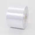 Roll of 5cm white satin polyester ribbon for gift wrapping and wedding decor - White