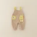 Infant brown overalls with yellow straps and cute cartoon monster embroidery design - 73 / Khaki (Suspender Pants)