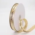 Champagne gold satin ribbon with Happy Birthday print for gift cake packaging - 2cm / Luxury Gold