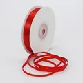 Single roll of 3mm red double-sided satin ribbon on white spool for gift wrapping - 3mm / Red