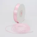 Roll of 3mm pink double-sided satin ribbon on white paper spool for gift wrapping - 3mm / Pink