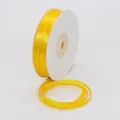 Roll of 3mm bright yellow double-sided satin ribbon on white spool for gift wrapping - 3mm / Gold