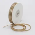 Champagne gold 3mm double-sided satin ribbon on a white spool for DIY gift wrapping - 3mm / Champagne Gold