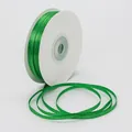 Roll of bright green 3mm double-sided satin ribbon on a white spool for bookmarks - 3mm / Green