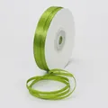 Single roll of 3mm grass green double-sided satin ribbon on a white spool for gift wrapping - 3mm / Army Green