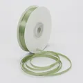 Single roll of 3mm light green satin ribbon on a white spool for DIY gift wrapping - 3mm / Sage Green