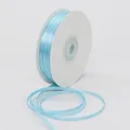 Light blue 3mm double-sided satin ribbon on a white spool for DIY gift wrapping - 3mm / Sky Blue