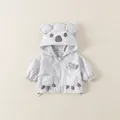 Chaqueta cortavientos gris claro para niños con orejas de koala 3D y bordado lindo - 73 / Gris Niebla
