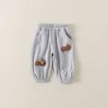 Pantaloni casual grigi per bambini piccoli con vita elastica e ricamo del cane Lucy - Grigio / 73cm