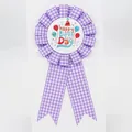 Purple and white gingham ribbon birthday award medal with colorful happy birthday text - Balloon Style(BH-198) / Light Purple
