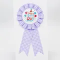 Handmade purple plaid ribbon award badge with Happy Birthday message for parties - Balloon Style(BH-198) / Violet