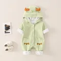 Cute light green dinosaur infant romper in pure cotton for spring outdoor wear - Size 66 / Light Green