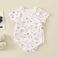 Body de algodón para recién nacido con estampado de cerdo y botones laterales - 73cm / Top Y Pantalón / Estilo Cierre Lateral / Blanco (Estampado de Cerdo)