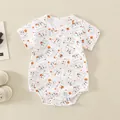 Lindo body blanco para bebé con estampados de cerdos naranjas y broches en la parte inferior - 73cm / Top Y Pantalón / Jersey / Blanco (Estampado de Cerdo)
