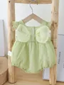 Green bubble gauze baby bodysuit with yellow organza wings and white back buttons - Size 66 / Green