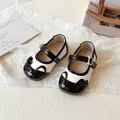 Chaussures Mary Jane pour filles bicolores noir et blanc en vernis avec un nœud - Pointure 21 (Longueur Intérieure 13.8cm) / Noir