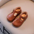 Dunkelbraune Mary Jane Lederschuhe für Mädchen mit klassischen Brogue-Lochmuster-Details - EU 21 / Braun