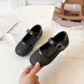 Zapatos Mary Jane acolchados negros para niña con pedrería brillante y hebilla dorada - 26 (Longitud Interior 16.3cm) / Negro
