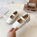 Zapatos Mary Jane blancos para niña con pedrería plateada y hebilla metálica dorada - 26 (Longitud Interior 16.3cm) / Blanco Roto